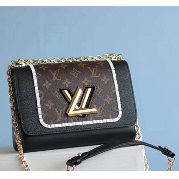 Louis Vuitton LV Women Twist MM Handbag Monogram Coated Canvas (1)