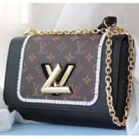 Louis Vuitton LV Women Twist MM Handbag Monogram Coated Canvas