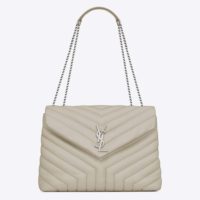 Saint Laurent YSL Women Loulou Medium Matelasse Y Leather-White