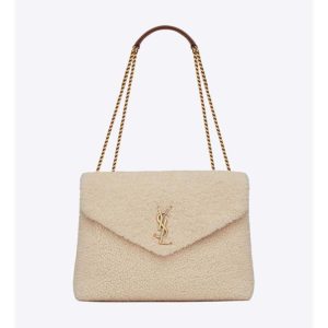 Saint Laurent YSL Women Loulou Medium in Shearling-White