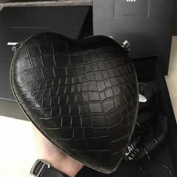 Saint Laurent YSL Women Love Box in Stamped Crocodile Leather-Black (4)