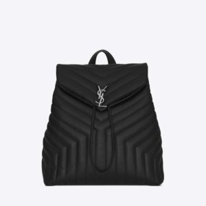 Saint Laurent YSL Women Medium Loulou Backpack Black Y Matelass