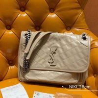 Saint Laurent YSL Women Medium Niki Bag Crinkled Vintage-Sandy