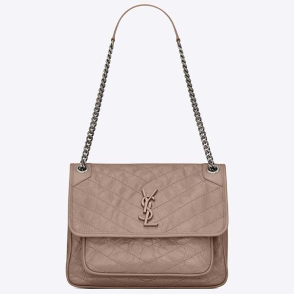 Saint Laurent YSL Women Medium Niki Bag Crinkled Vintage-Sandy