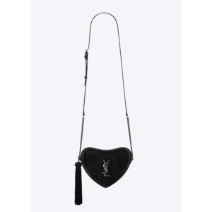Saint Laurent YSL Women Monogram Mini Heart-Shaped Bag-Black