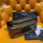 Saint Laurent YSL Women Niki Baby Lame Leather Shagreen Look-Gold - Image 8