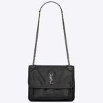 Saint Laurent YSL Femme Niki Baby en cuir métallisé - Noir
