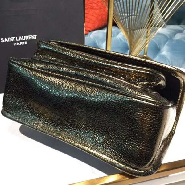 Saint Laurent YSL Women Niki Baby in Metallic Leather-Black (4)