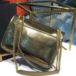 Saint Laurent YSL Women Niki Baby in Metallic Leather-Black – Image 8