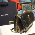 Saint Laurent YSL Women Niki Baby in Metallic Leather-Black – Image 6