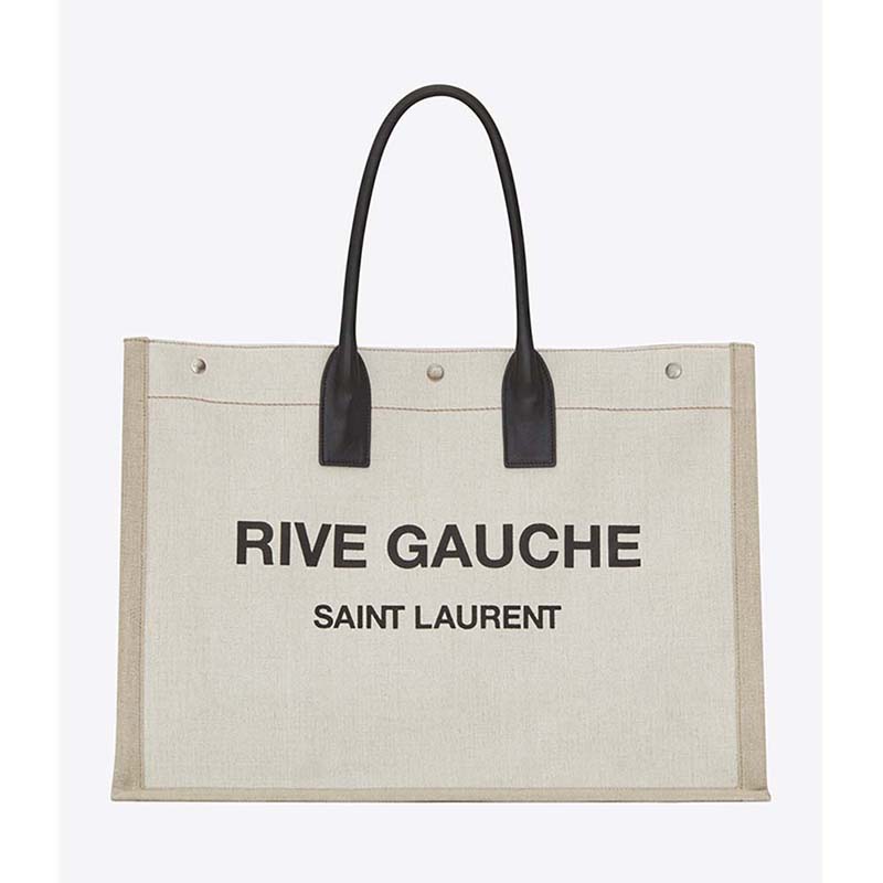 Saint Laurent YSL Women Rive Gauche Tote Bag Linen Leather - LULUX
