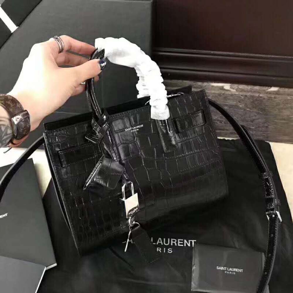 Saint Laurent YSL Women Sac De Jour Nano CrocodileEmbossed LULUX