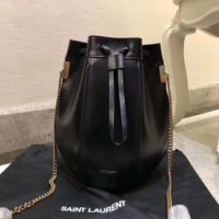 Saint Laurent YSL Women Saffiano Leather Mini Shoulder Bag-Black