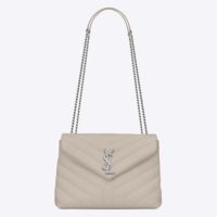 Saint Laurent YSL Women Small Loulou Bag Y Quilted Leather-White