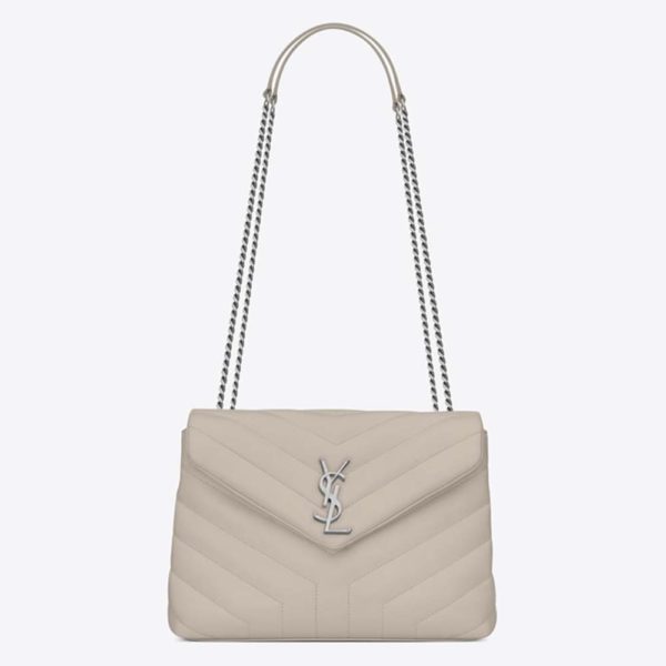 Saint Laurent YSL Women Small Loulou Bag Y Quilted Leather-White