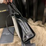 Saint Laurent YSL Women Small Uptown Tote in Linen Canvas – Image 9