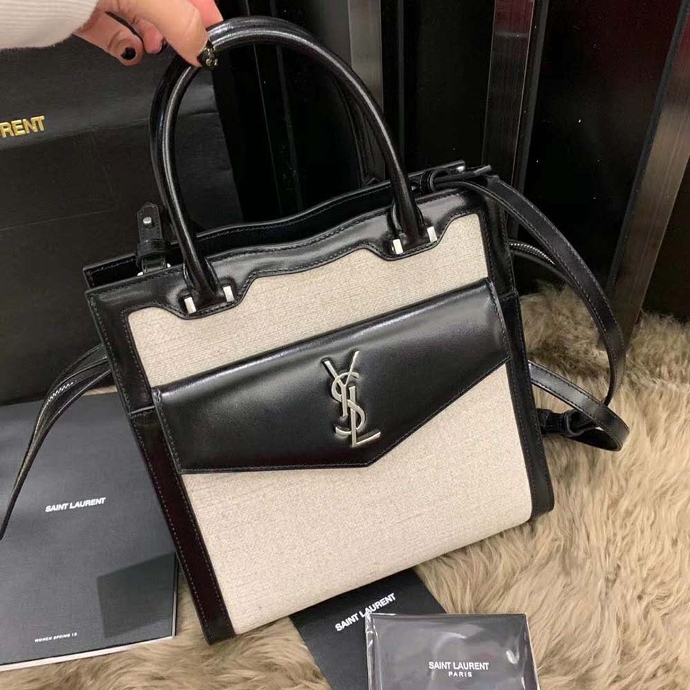 Saint Laurent YSL Medium Uptown Bag in Toile Canvas