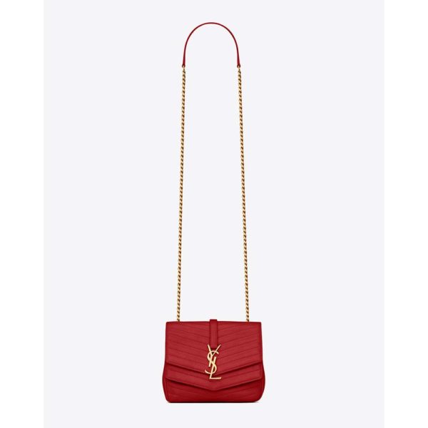 Saint Laurent YSL Women Sulpice Small in Matelasse Leather-Red