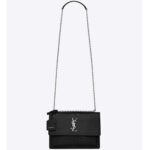 Saint Laurent YSL Femme Sunset Medium Crocodile Embossed Shiny-Black