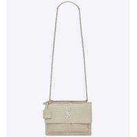 Saint Laurent YSL Women Sunset Medium Crocodile Embossed Shiny-Pink