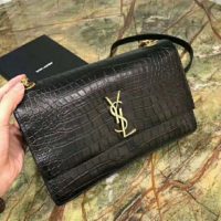 Saint Laurent YSL Women Sunset Medium Supple Crocodile Embossed Leather