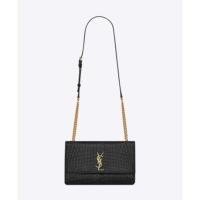 Saint Laurent YSL Women Sunset Medium Supple Crocodile Embossed Leather