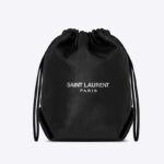 Saint Laurent YSL Women Teddy Drawstring Bag Smooth Leather-Black