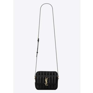 Saint Laurent YSL Women Vicky Camera Bag in Quilted Lambskin-Black