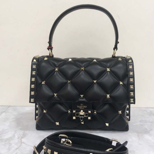 Valentino Women Candystud Top Handle Bag in Leather-Black (4)