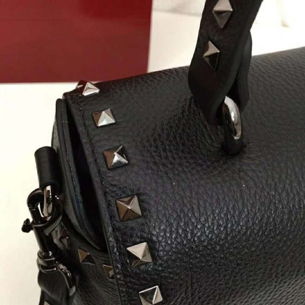 Valentino Women Medium Grain Calfskin Leather Rockstud Handbag-Black (5)