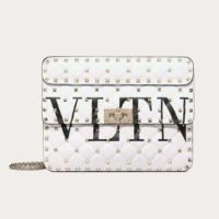 Valentino Women Medium VLTN Rockstud Spike.IT Bag-White