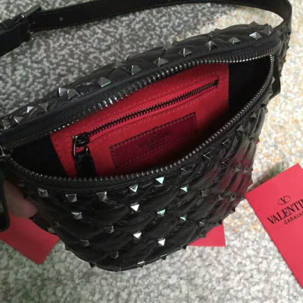 Valentino Women Rockstud Spike Belt Bag in Quilted Leather-Black (2)