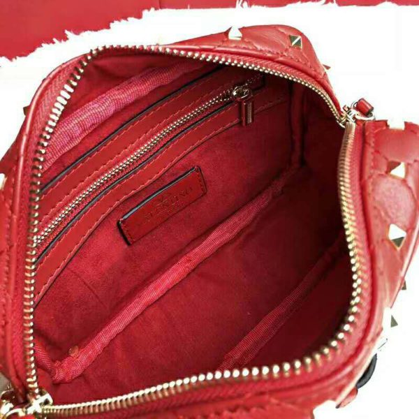 Valentino Women Rockstud Spike Cross Body Bag in Nappa Leather-Red (2)