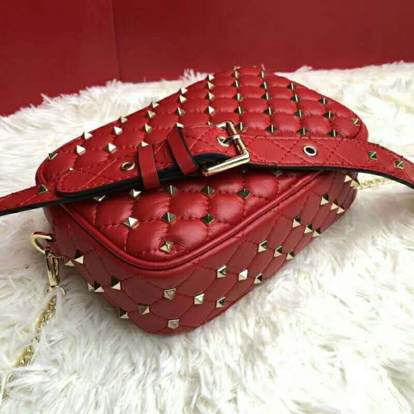 Valentino Women Rockstud Spike Cross Body Bag in Nappa Leather-Red (3)