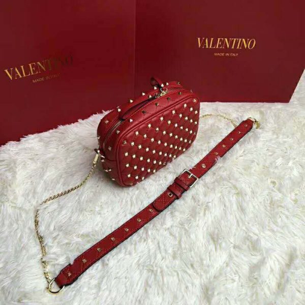 Valentino Women Rockstud Spike Cross Body Bag in Nappa Leather-Red (5)