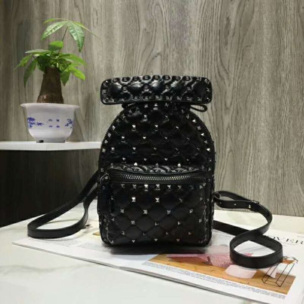 Valentino Women Rockstud Spike Mini Backpack in Nappa Leather-Black (5)