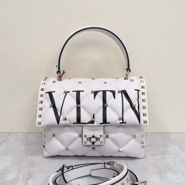 Valentino Women Rockstud Spike.it Medium Chain Bag Leather-White (2)