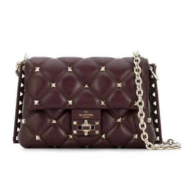 Valentino Women Small Candystud Chain Bag-Maroon