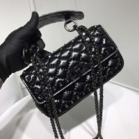 Valentino Women Small Crinkled Lambskin Rockstud Spike Bag-Black