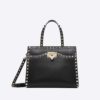 Valentino Women Small Rockstud Top Handle Bag-Black