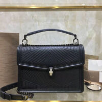 Bvlgari Women Serpenti Forever Top Handle Bag in Calf Leather-Black 1