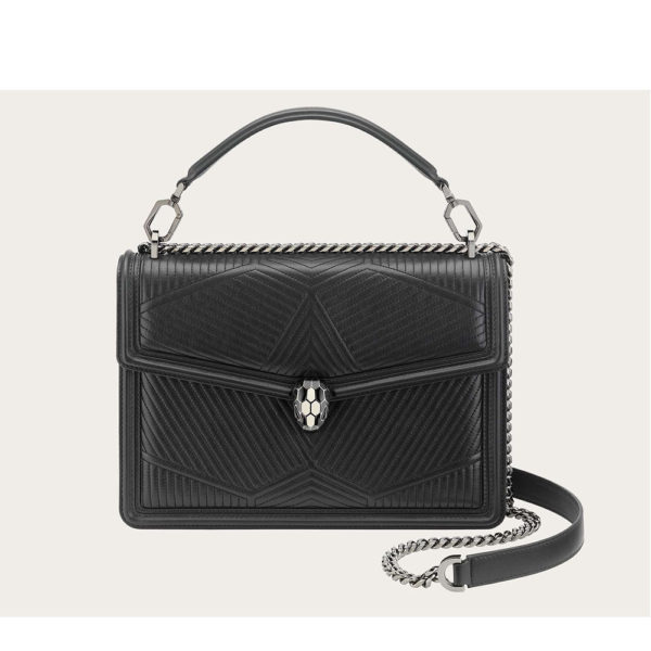 Bvlgari Women Serpenti Forever Top Handle Bag in Calf Leather-Black 1