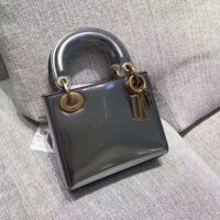Dior Mini Lady Dior Bag With Chain in Silver-Tone Metallic Calfskin 1