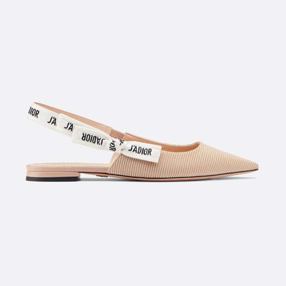 Dior Women J'adior Ballet Flat in Technical Canvas-Sandy