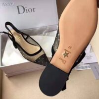 Dior Women J’adior Ballet Pump in Gold-Tone Dotted Swiss in 1cm Heel-Black 1