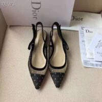 Dior Women J’adior Ballet Pump in Gold-Tone Dotted Swiss in 1cm Heel-Black 1