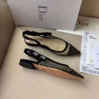 Dior Women J’adior Ballet Pump in Gold-Tone Dotted Swiss in 1cm Heel-Black 1