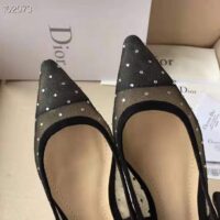 Dior Women J’adior Ballet Pump in Gold-Tone Dotted Swiss in 1cm Heel-Black 1