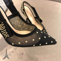 Dior Women J’adior High-Heeled Shoe in Gold-Tone Dotted Swiss 100mm Heel 1