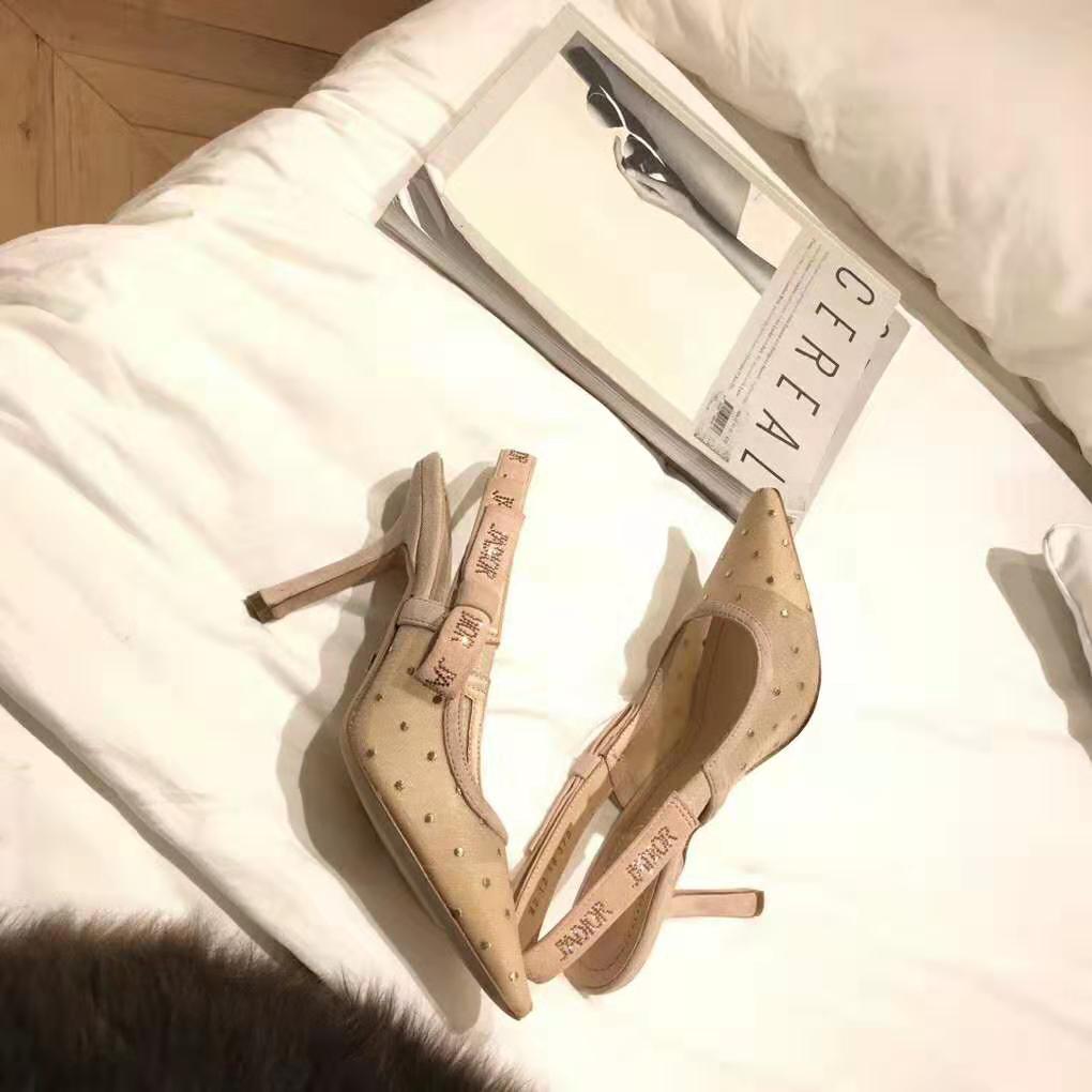 Dior Women J’adior Plumetis Slingback Pump with Strass 10cm Heel-Sandy